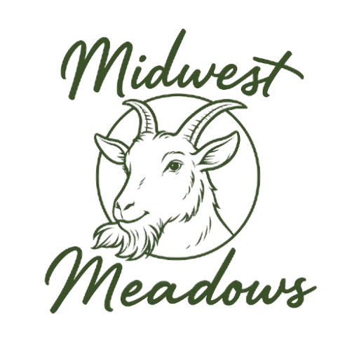 Midwest Meadows company logo. Features the name and a goat image.